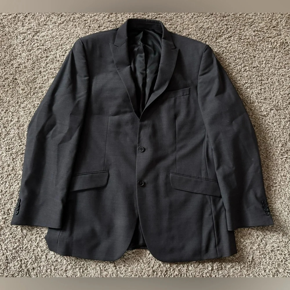 Kenneth Cole New York Mens Gray Two Button Blazer Jacket 100% Wool Size 42R